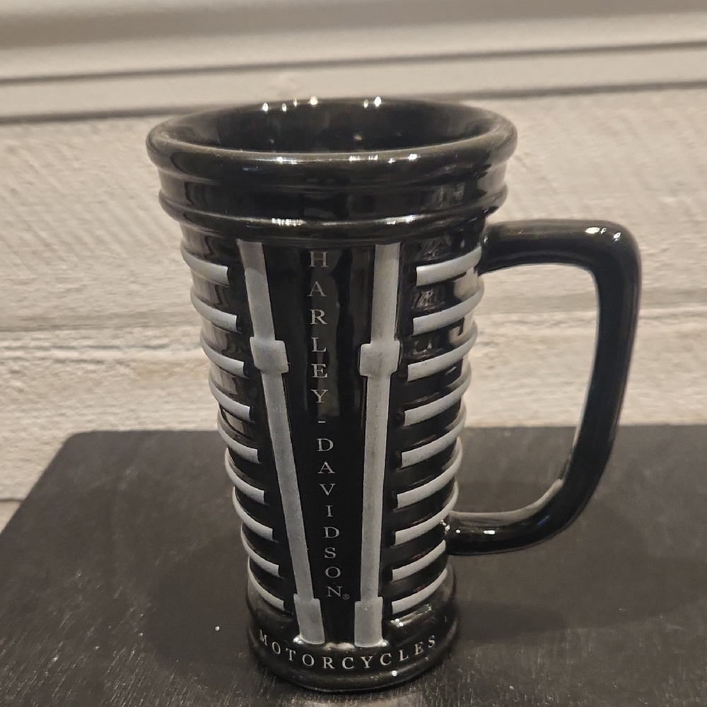 EUC Harley-Davidson Black and Silver Striped Coffee/Tea Mug
